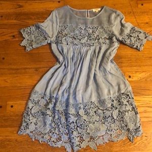 Umgee Powder Blue Lace Babydoll Dress sz S-M